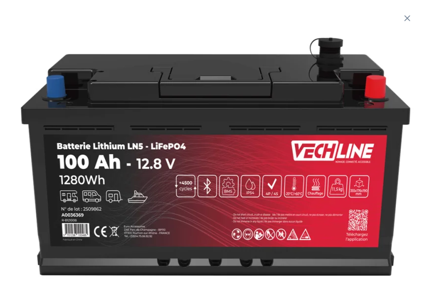 Vechline Lithium Accu LN5 LiFePO4 12V 100 Ah > 4500 cycles