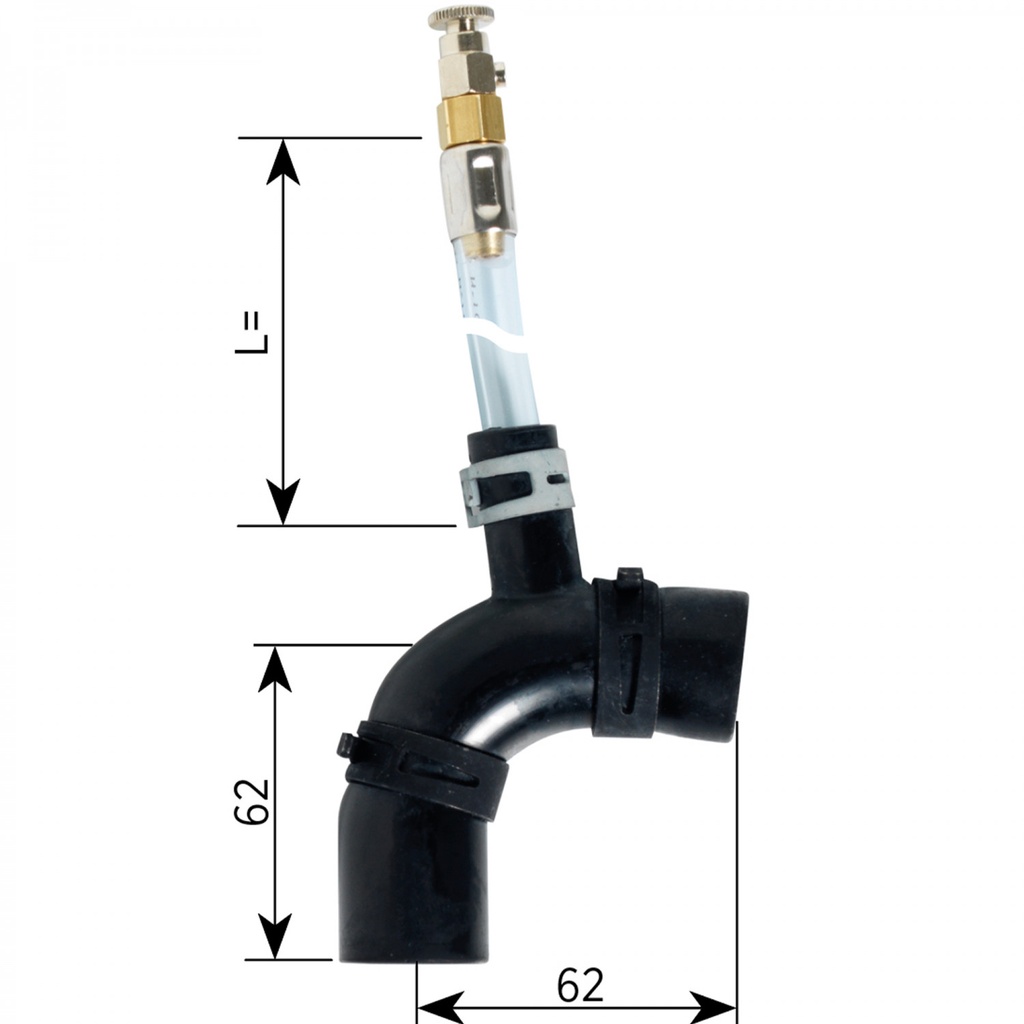 Alde Rubber Bocht 22mm met ontluchtingslang 30cm