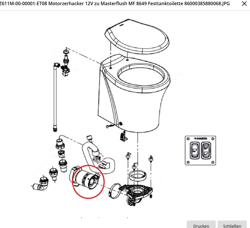 Motorvermaler 12v voor masterflush MF8649 dometic