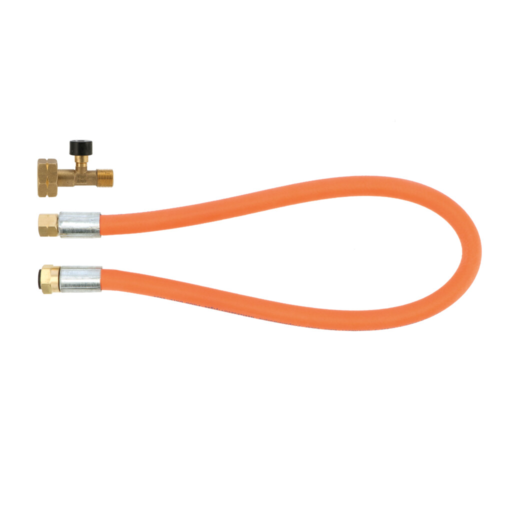Gas hose with safety shut-off valve, 70 cm long