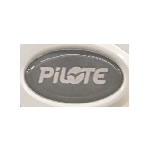 Small gray "Pilote" logo sticker