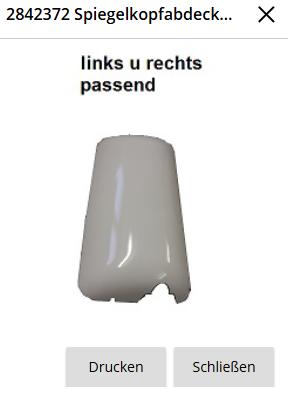 Spiegelkap L/R concorde liner/ charisma 2 wit gelakt