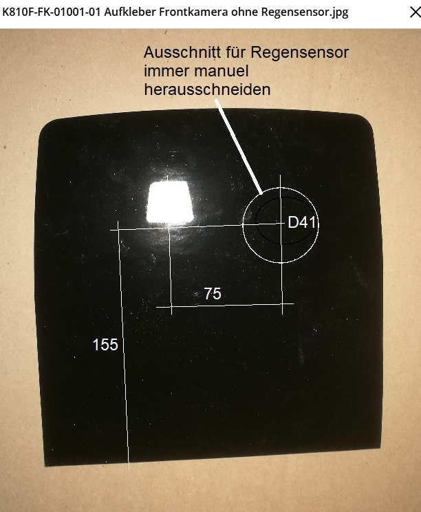 Sticker frontkamera (regensensor zelf uitsnijden)