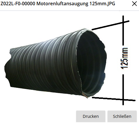 Luchtuitgang motor spiraalslang 125mm Actros
