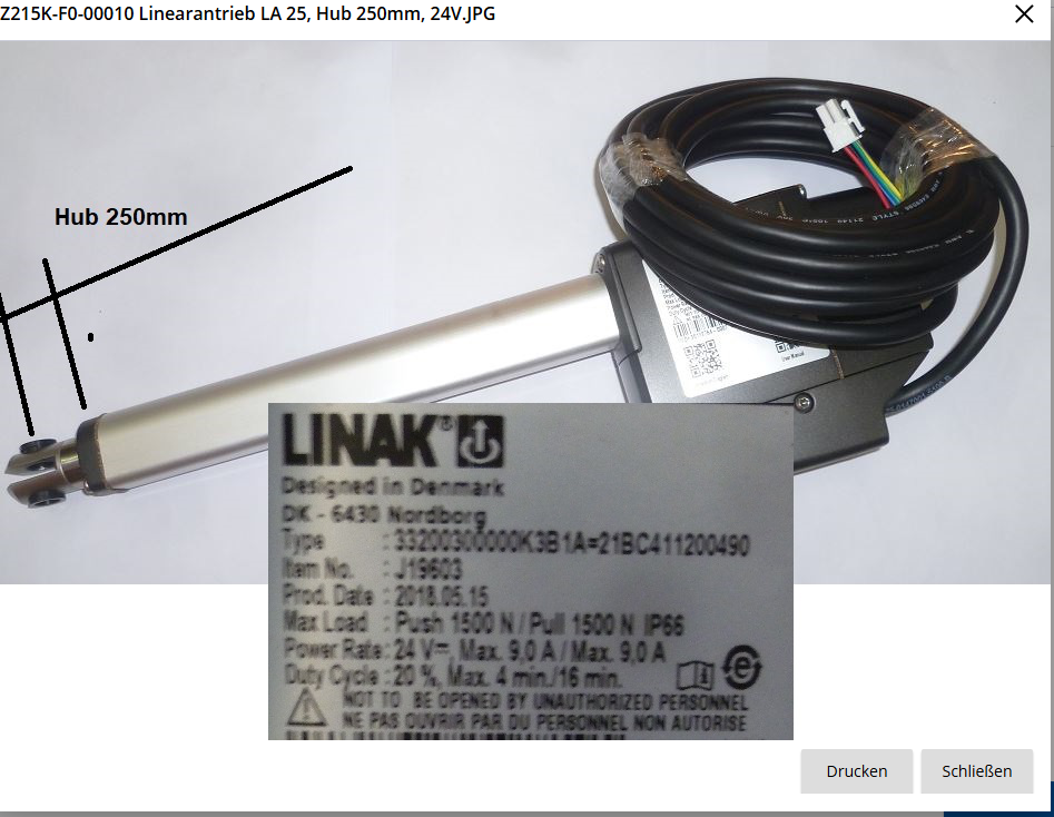 LA 25 Pump, 250 mm, 24 V, for Centurion folding stairs
