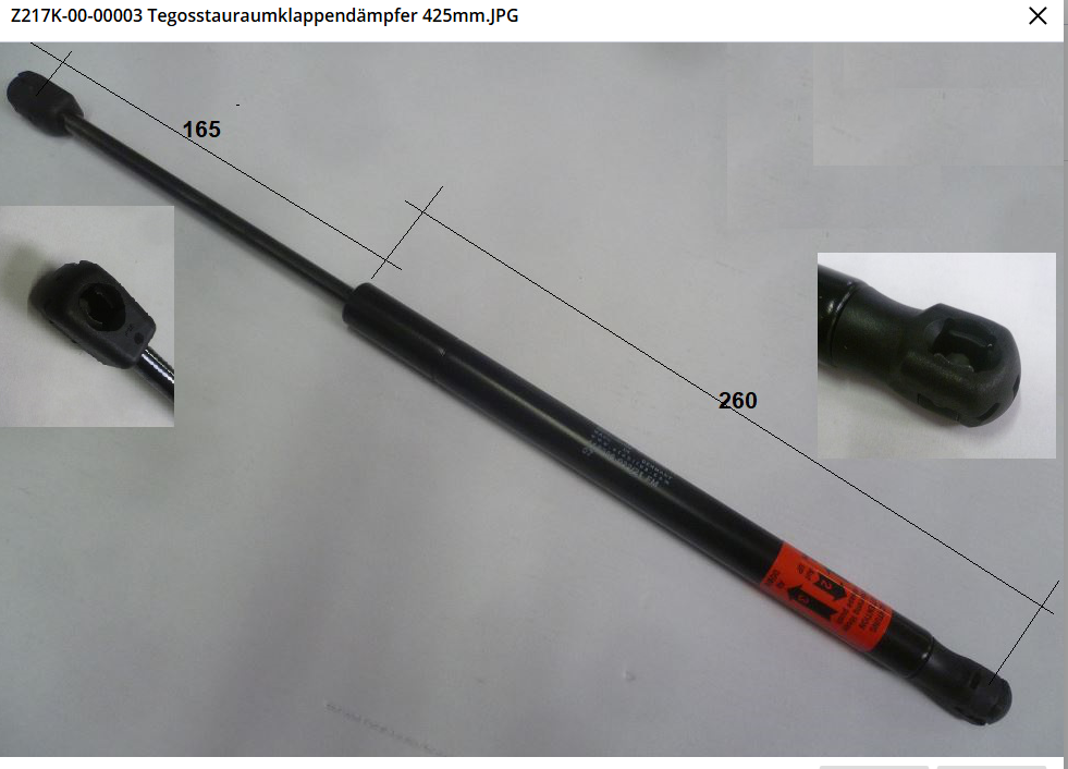 Gasveer voor TEGOS deuren 425mm