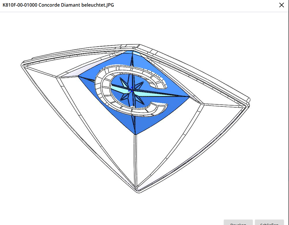 Logo diamant concorde lichtgevend 12V