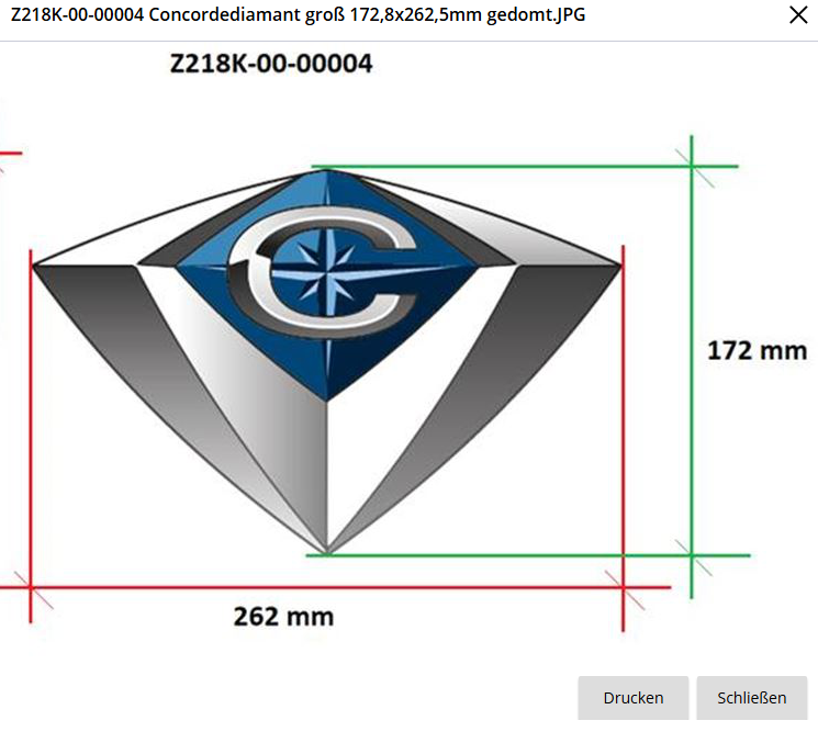 Sticker "Diamant groot" concorde 172,8mm x 262,5mm