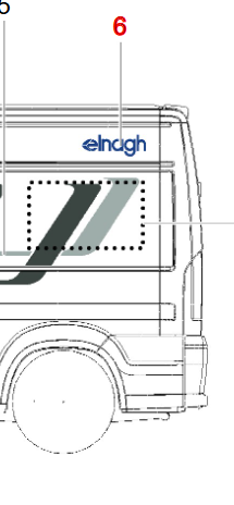Sticker "ELNAGH" linksachter van (NR6)