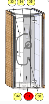douchepaneel 1998x320mm hoogglans zwart z.Led geen regendouche
